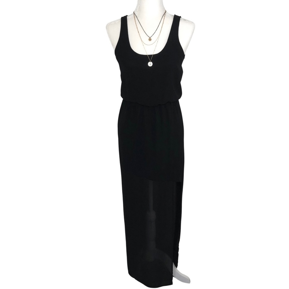 Lush Elegant Maxi Dress Deep V Back Black XS